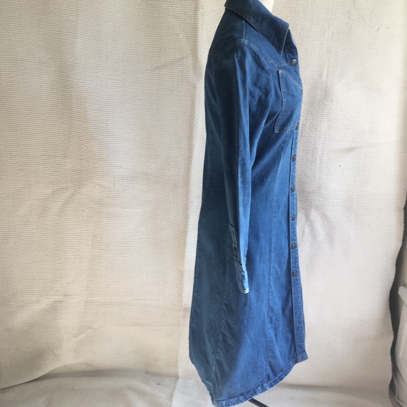 VTG 70s Landlubber Dress Western Denim Snap Coat - Picture 4 of 8